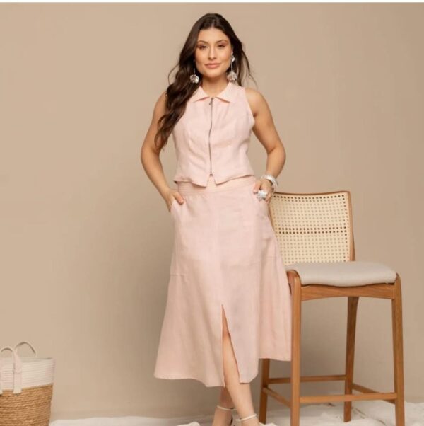 Conjunto de linho saia e colete