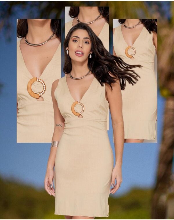 Vestido linho Bege